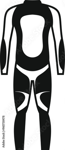 Simple black wetsuit icon, representing protective gear for various water sports and activities