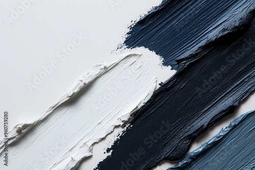 Wallpaper Mural Artistic swatches of white, grey, and navy blue paint on a textured surface, showcasing creative color palette and artistic expression Torontodigital.ca