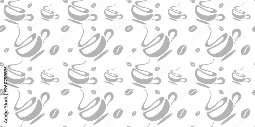 Fototapeta premium coffee cup and bean pattern. coffee cup and bean pattern background. Seamless coffee cup and bean pattern for packaging.
