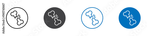 Broken bone icon flat editable icon mark set.