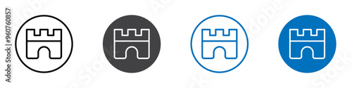 Castle icon flat editable icon mark set.