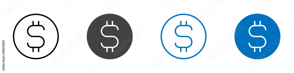 Obraz premium Dollar sign icon flat editable icon mark set.