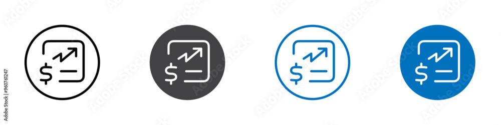 Dollar chart icon flat editable icon mark set. Dollar chart icon flat editable icon mark set.