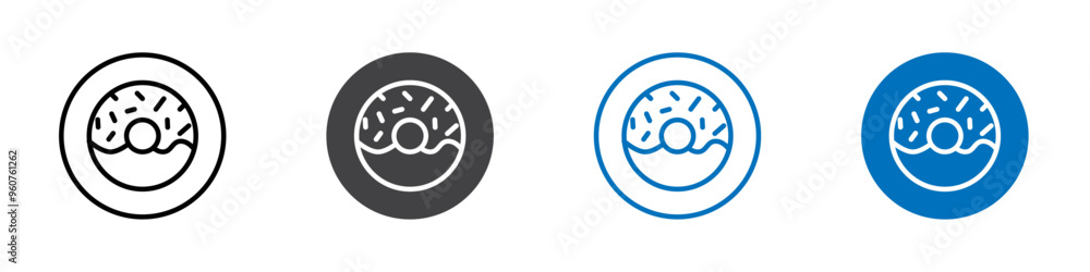 Donut icon flat editable icon mark set. Donut icon flat editable icon mark set.