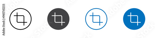Crop icon flat editable icon mark set.