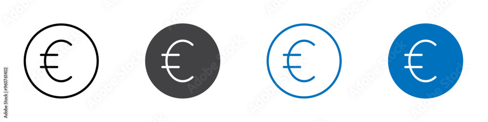 Euro icon flat editable icon mark set. Euro icon flat editable icon mark set.