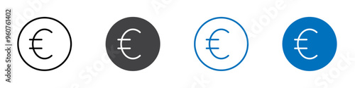 Euro icon flat editable icon mark set.