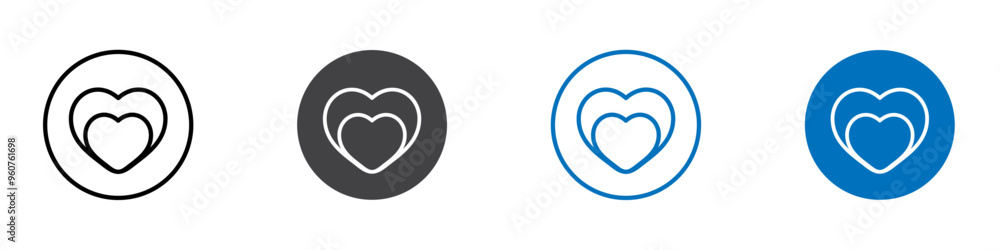 Heart icon flat editable icon mark set. Heart icon flat editable icon mark set.