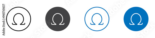 Greek alphabet icon flat editable icon mark set.