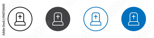 Grave icon flat editable icon mark set.