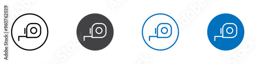 Measurment tape icon flat editable icon mark set.