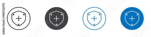 medical shield icon flat editable icon mark set.