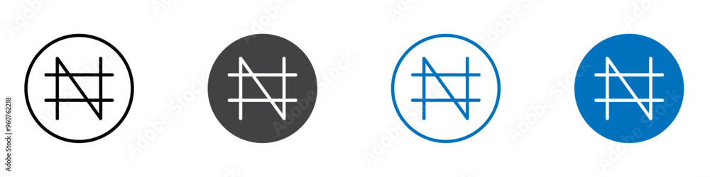 Nigerian Naira icon flat editable icon mark set. Nigerian Naira icon flat editable icon mark set.