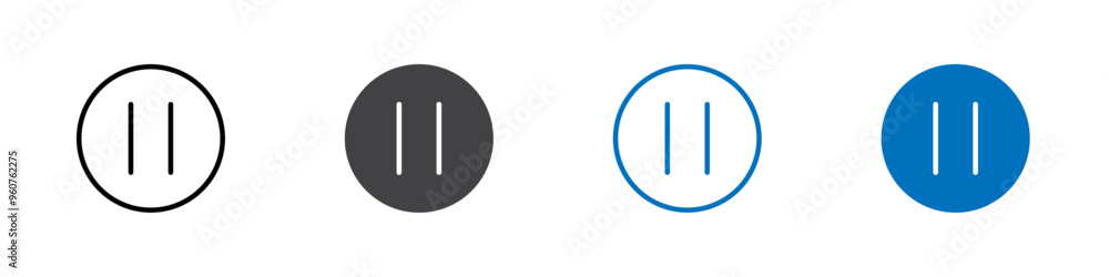 Pause icon flat editable icon mark set. Pause icon flat editable icon mark set.