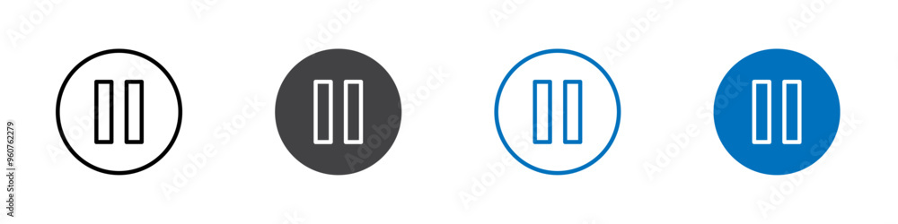 Pause icon flat editable icon mark set. Pause icon flat editable icon mark set.