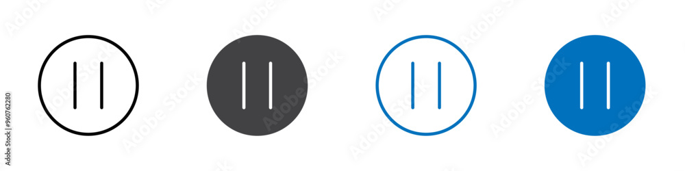 Pause icon flat editable icon mark set. Pause icon flat editable icon mark set.