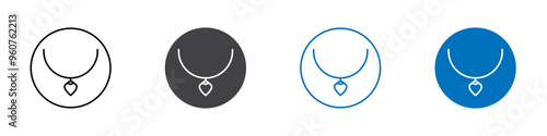 Necklace icon flat editable icon mark set.