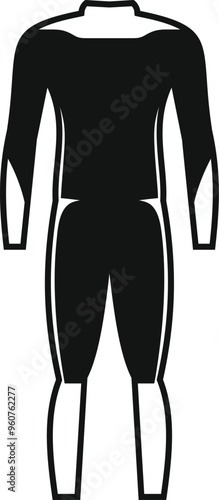 Simple black wetsuit icon representing watersports and diving equipment