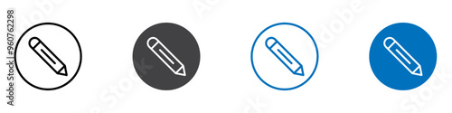 Pencil icon flat editable icon mark set.