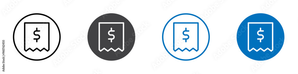 Reciept icon flat editable icon mark set. Reciept icon flat editable icon mark set.