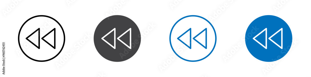 Rewind icon flat editable icon mark set.