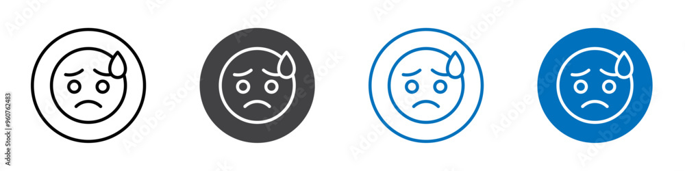Sad emoji icon flat editable icon mark set. Sad emoji icon flat editable icon mark set.