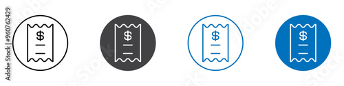 Reciept icon flat editable icon mark set.