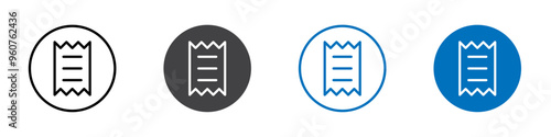 Reciept icon flat editable icon mark set.