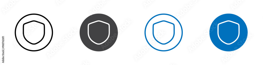 Shield icon flat editable icon mark set. Shield icon flat editable icon mark set.