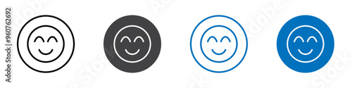 Smile icon flat editable icon mark set.