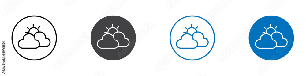 Sun and clouds icon flat editable icon mark set. Sun and clouds icon flat editable icon mark set.