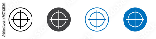 Target icon flat editable icon mark set.