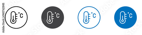 Temperature icon flat editable icon mark set.
