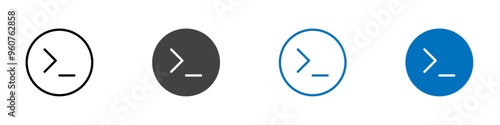 Terminal icon flat editable icon mark set.
