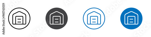 Warehouse icon flat editable icon mark set.