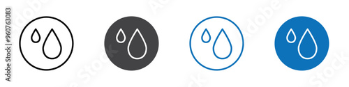 Water drops icon flat editable icon mark set.
