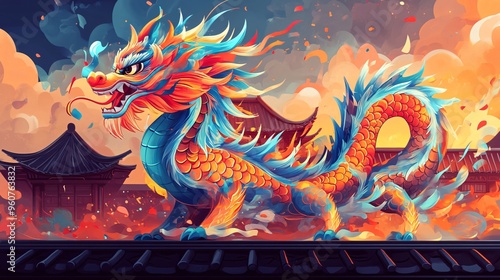 illustration of Chinese cartoon dragon 