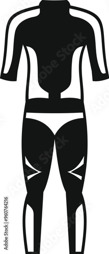 Black simple icon of a wetsuit for diving, surfing, snorkeling, windsurfing or other water sports