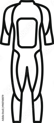 Simple linear icon of a diving suit offering thermal protection for professional divers