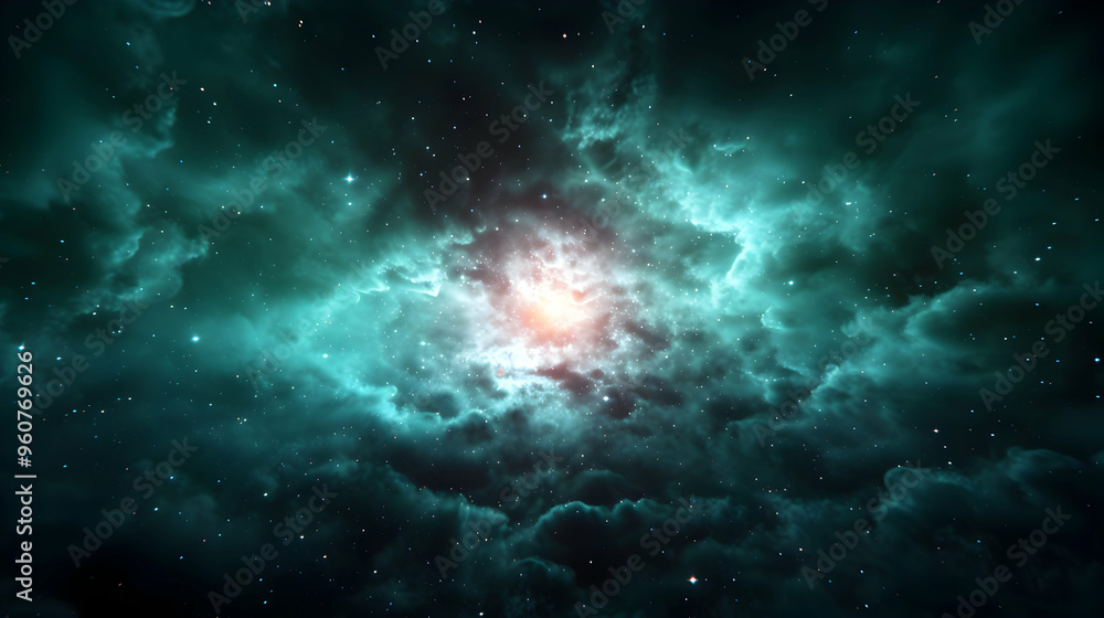 Fototapeta premium Green Nebula Space Background