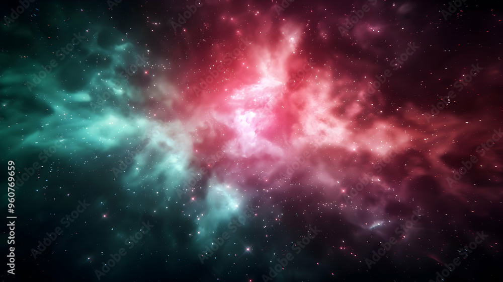 Obraz premium Green Nebula Space Background