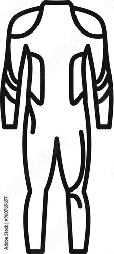 Protective costume for performing dangerous stunts, isolated illustration showing back view