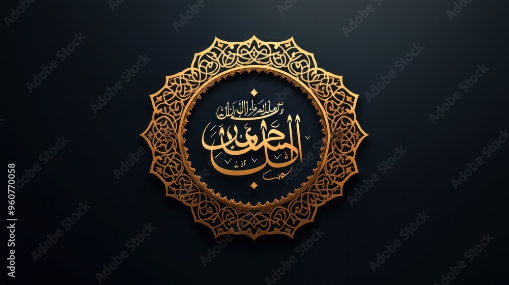 Islamic Calligraphy Design with Golden Ornament Islamic Calligraphy Design with Golden Ornament