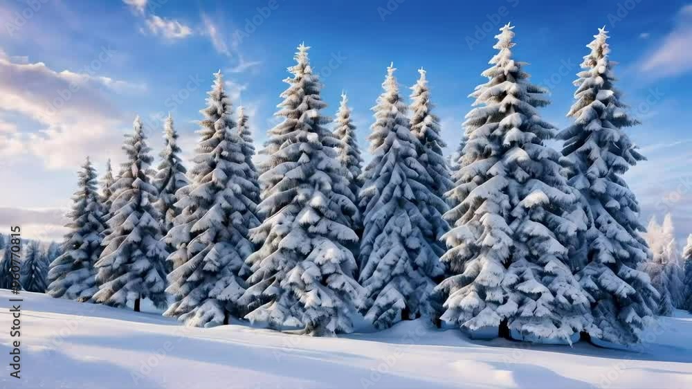 Snow-Covered Pine Trees in Winter Wonderland Snow-Covered Pine Trees in Winter Wonderland