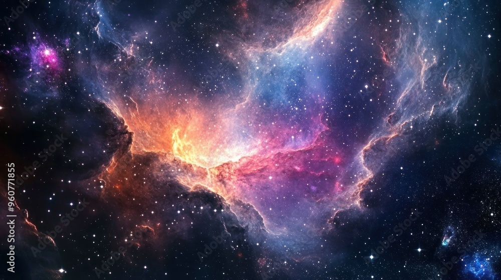 Cosmic Nebula with Stars and Gaseous Clouds Cosmic Nebula with Stars and Gaseous Clouds