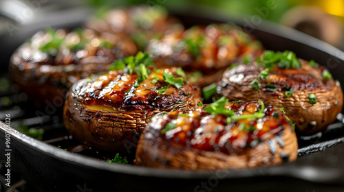 Grilled Portobello Mushrooms Ancient Ruins Lant photo