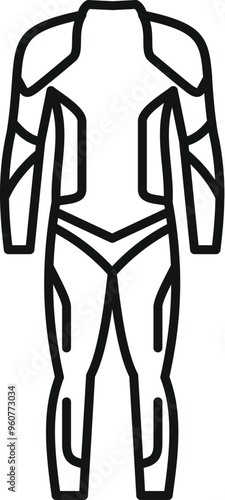 Superhero suit protecting whole body line icon, superhero costume symbol in outline style on white background