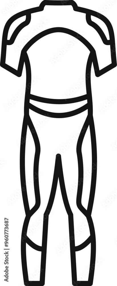 Simple outline icon of a wetsuit used for diving and other water sports Simple outline icon of a wetsuit used for diving and other water sports