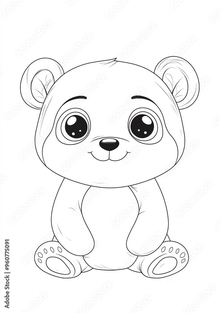 Fototapeta premium Cute cartoon panda coloring page for kids with crisp lines and a white background