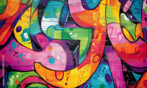 Urban Expression: Colorful Graffiti Art on Walls as Bold Street Culture